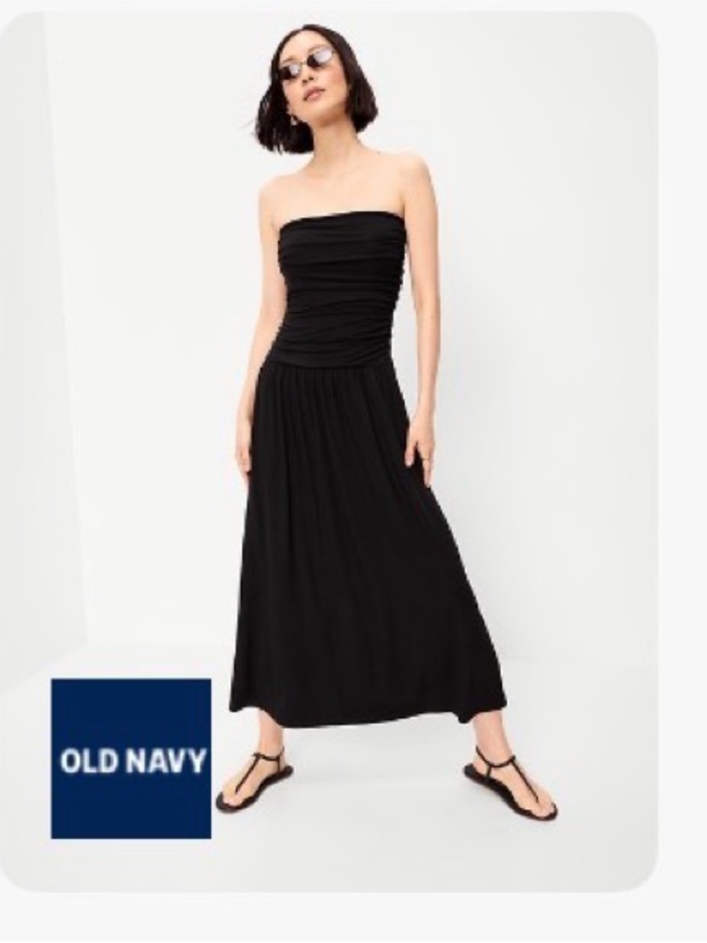 Old Navy Fit & Flare drop waist maxi tube dress Blk Large